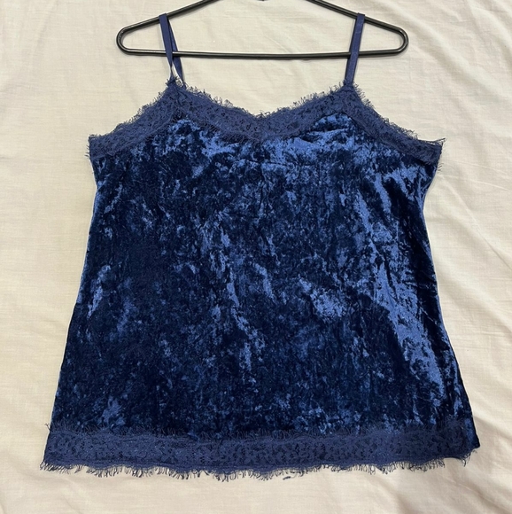 Blue velvet camisole